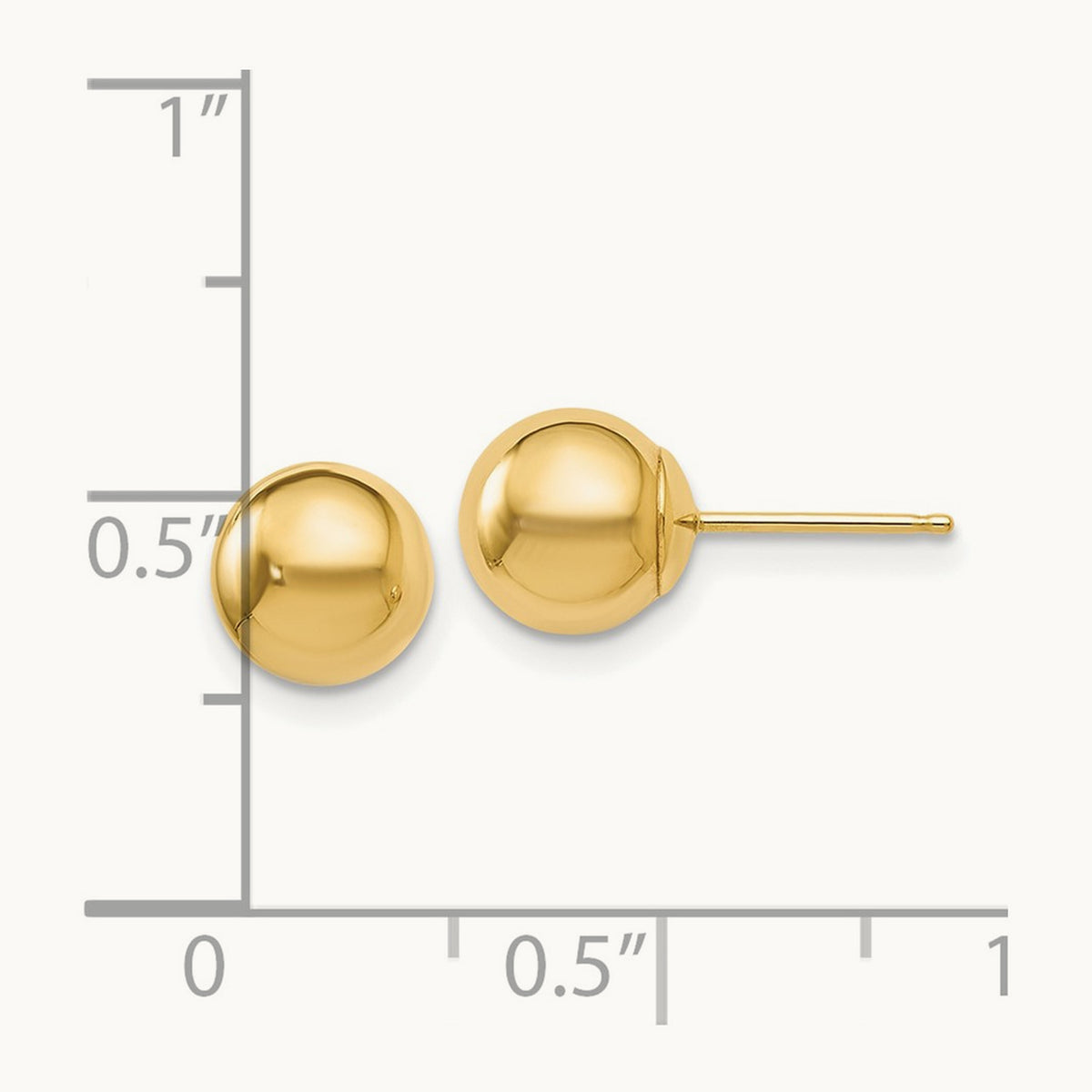 Polished Ball Post Earrings — 14K Yellow Gold, 7mm