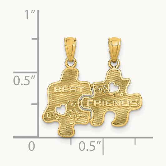 BEST FRIENDS Puzzle Pieces Break-apart Pendant, 14K