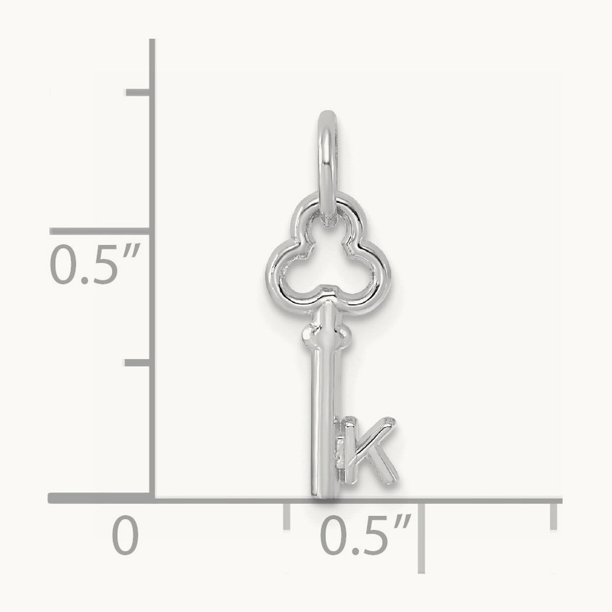 Key Initial Charm — 14K White Gold, K