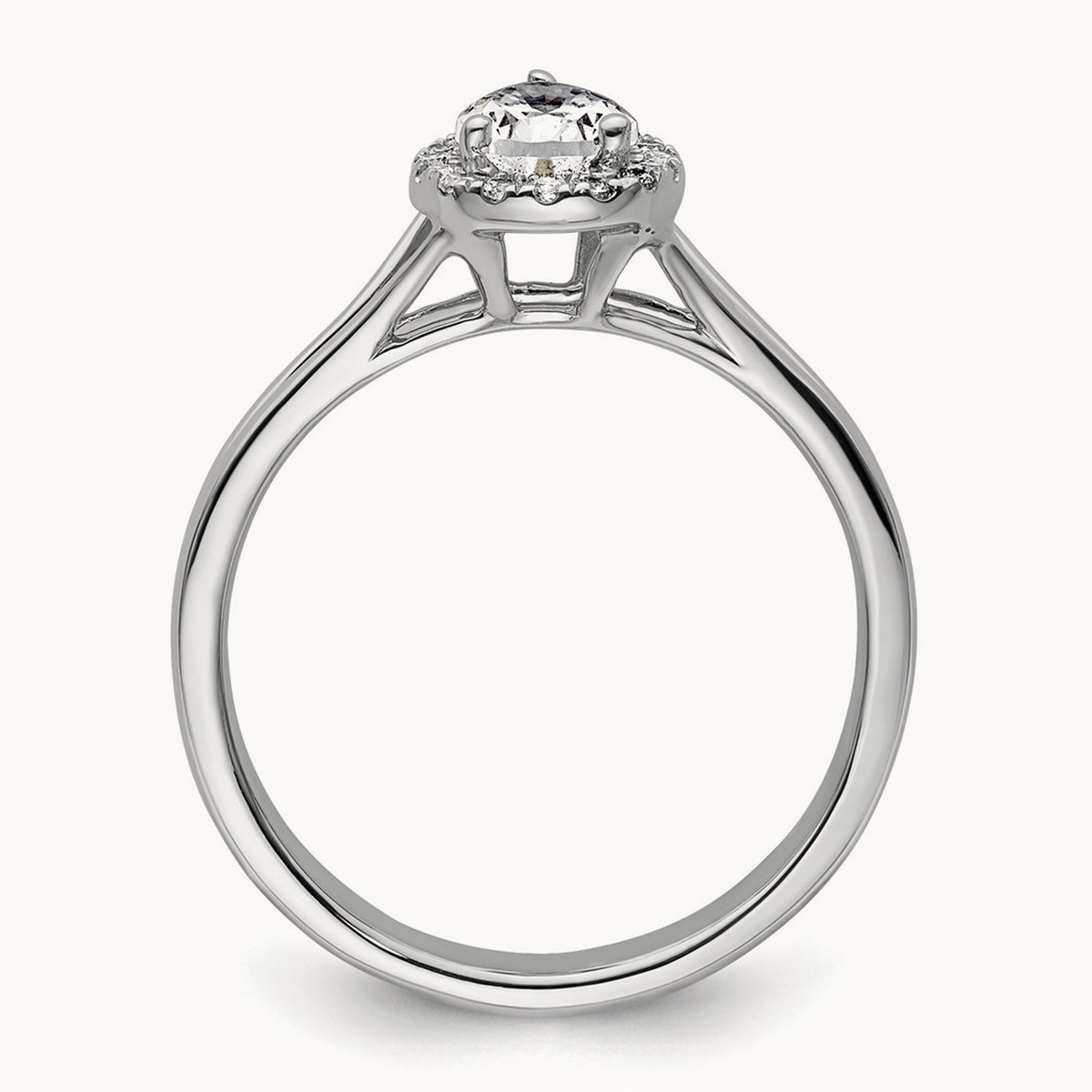 Pear Halo Semi-Mount Split Shank Engagement Ring, 0.07-0.20 ct tw — 1/10 ct, 14K White Gold