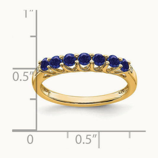 Created Sapphire and Diamond 7-stone Ring, 14K