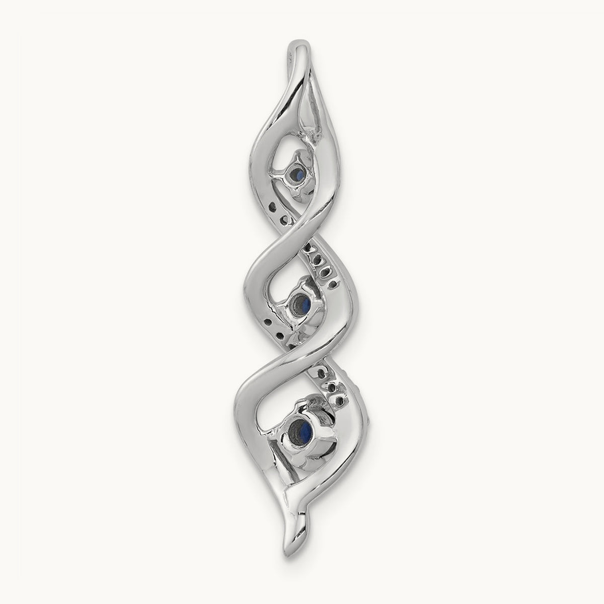 Diamond/.26 Sapphire 3-stone Twisted Chain Slide, 14K White Gold