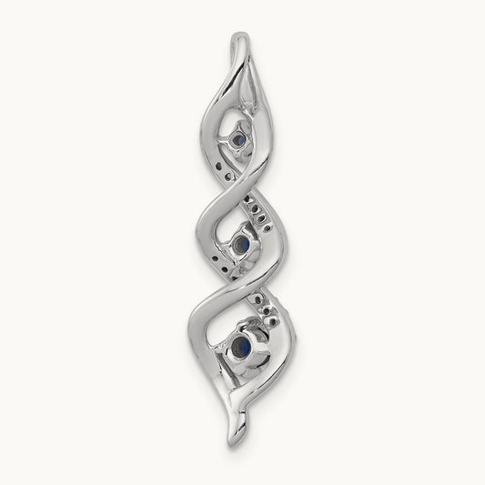 Diamond/.26 Sapphire 3-stone Twisted Chain Slide, 14K White Gold