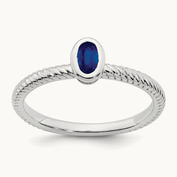 Oval Bezel Sapphire Ring, 14K White Gold