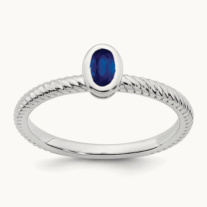 Oval Bezel Sapphire Ring, 14K White Gold