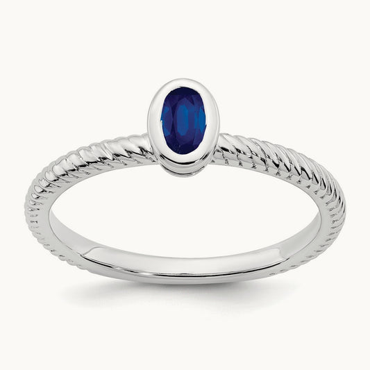 Oval Bezel Sapphire Ring, 14K White Gold