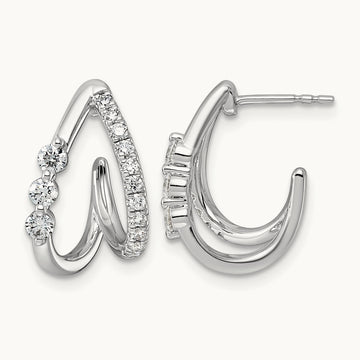 Post Fashion J-Hoop Earrings, 0.50 ct tw Lab-Grown Diamond