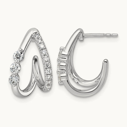 Post Fashion J-Hoop Earrings, 0.50 ct tw Lab-Grown Diamond