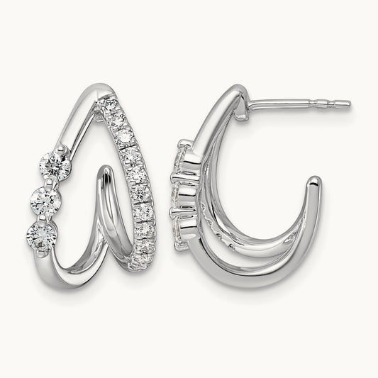 Post Fashion J-Hoop Earrings, 0.50 ct tw Lab-Grown Diamond