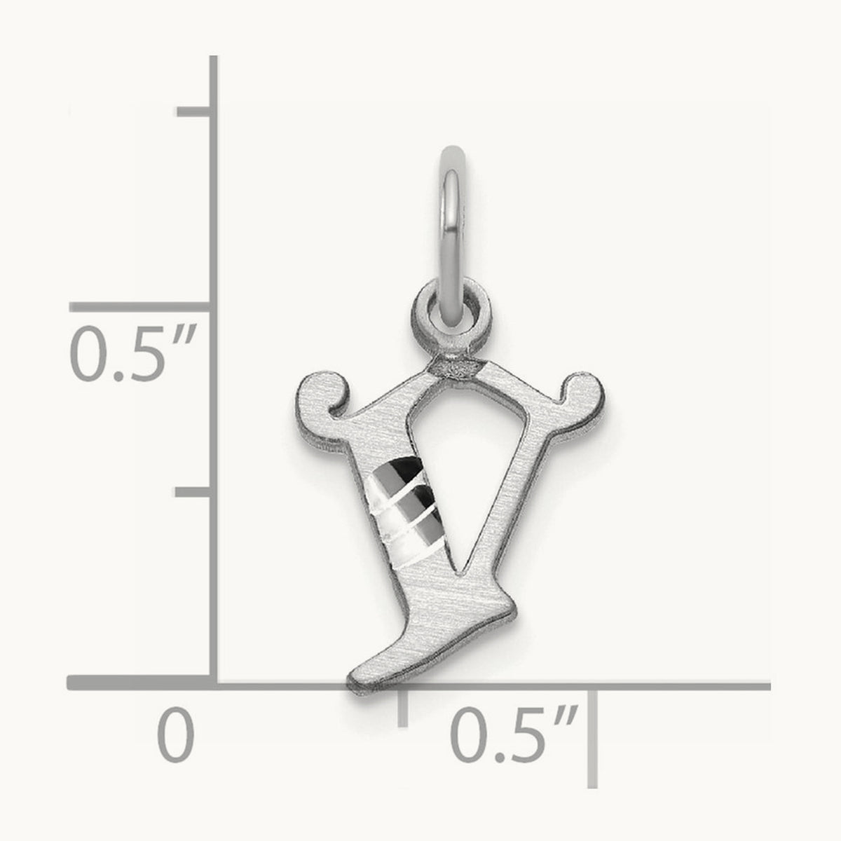 Diamond-cut Initial Charm — 14K White Gold, V