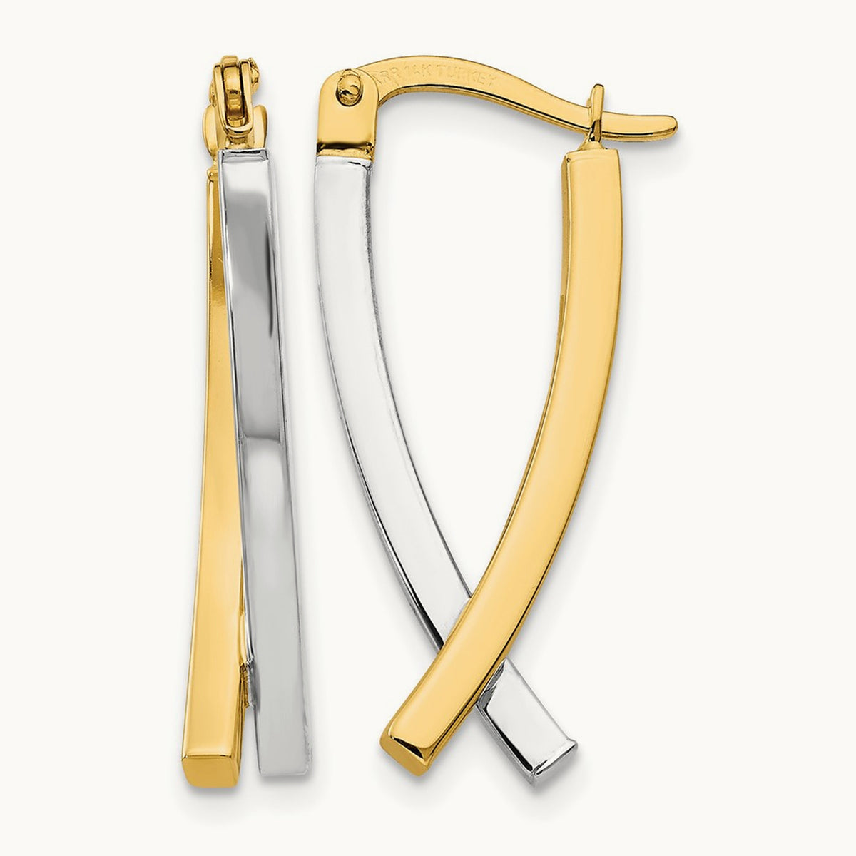 Hinged Tube Earrings, 14K Two-tone