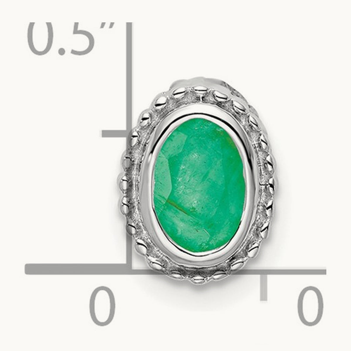 Oval Emerald Chain Slide — 14K White Gold