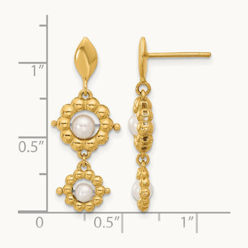 Polished FWC Pearl Flower Post Dangle Earrings, 14K — Leslie's