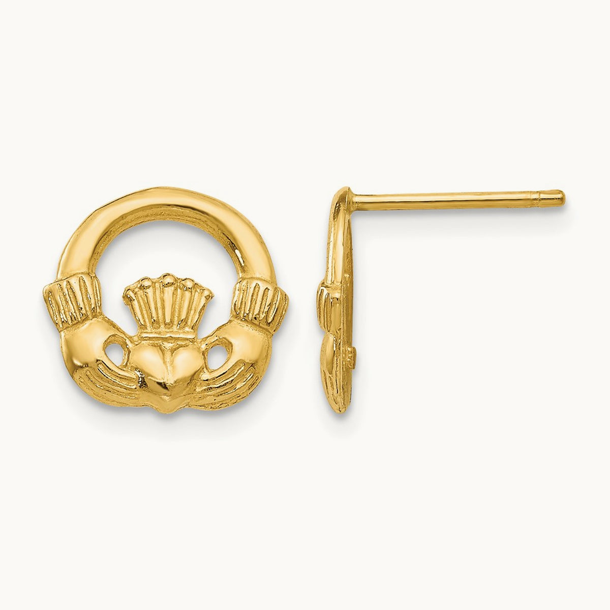 Claddagh Post Earrings — 10mm