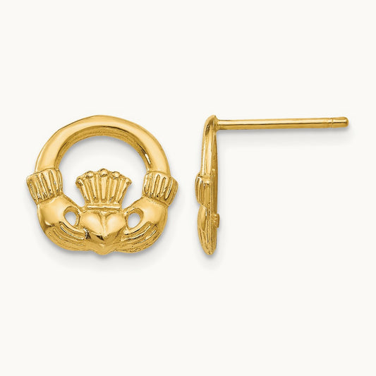 Claddagh Post Earrings — 10mm
