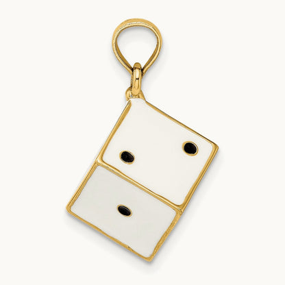 3-D Enamel Dice Charm, 14K
