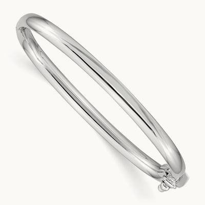 Polished Hinged Safety Clasp Baby Bangle — 14K White Gold