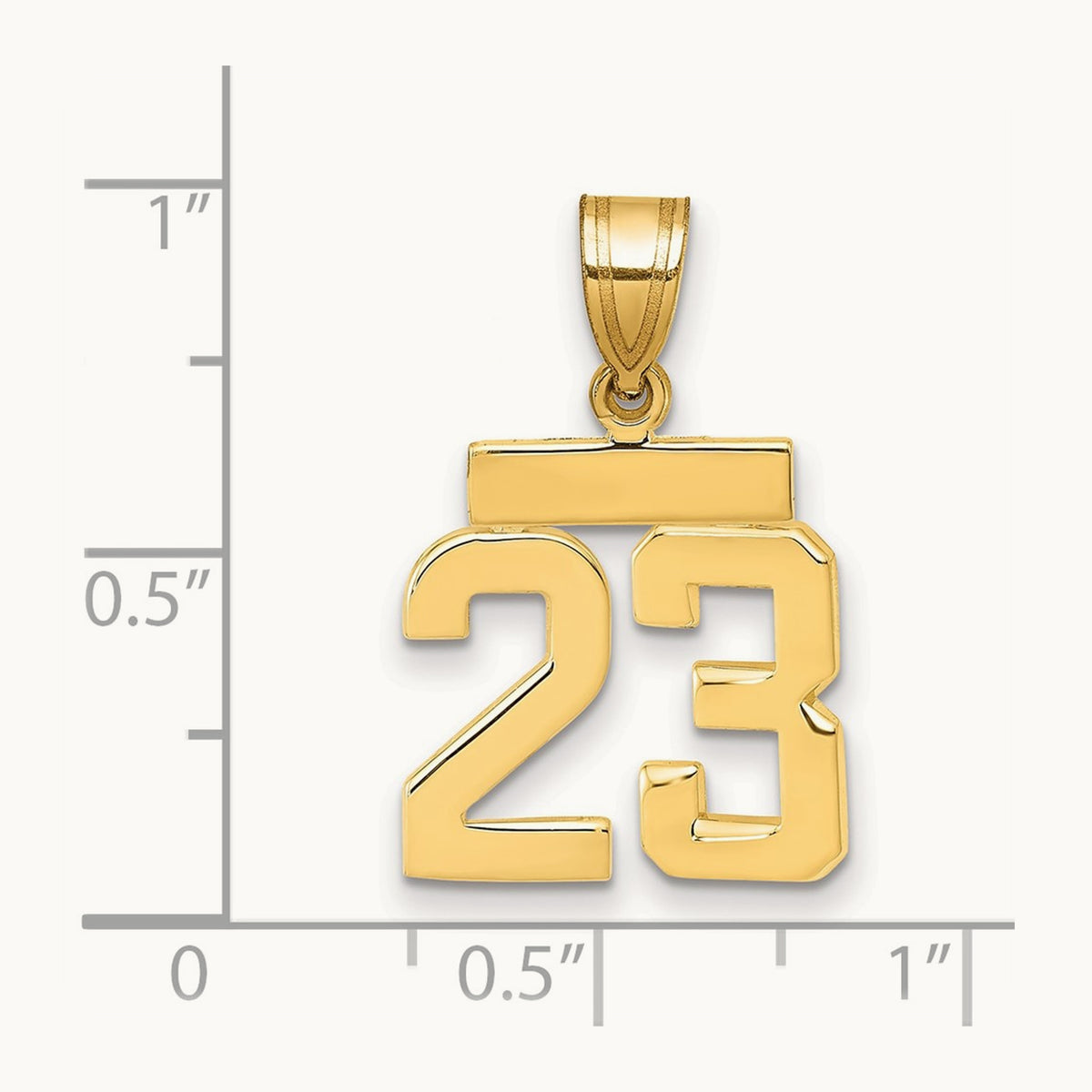 Small Polished Number 23 Charm, 14K