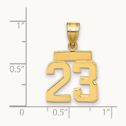 Small Polished Number 23 Charm, 14K