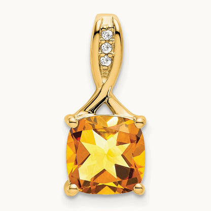 Cushion Citrine and Diamond Pendant — photo set