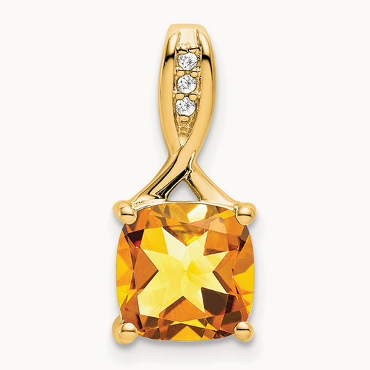 Cushion Citrine and Diamond Pendant — photo set