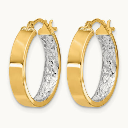 w/ White Rhodium Polished and Diamond-cut Hoop Earrings, 10K — Leslie's