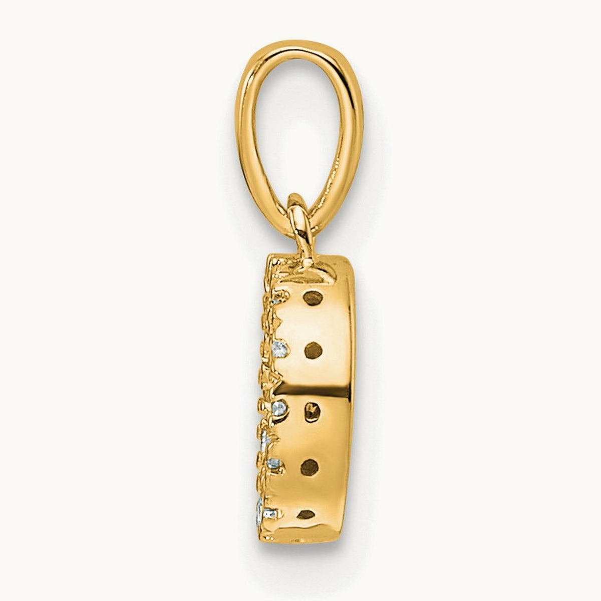 Diamond Initial with Bail Pendant — 14K Yellow Gold, O