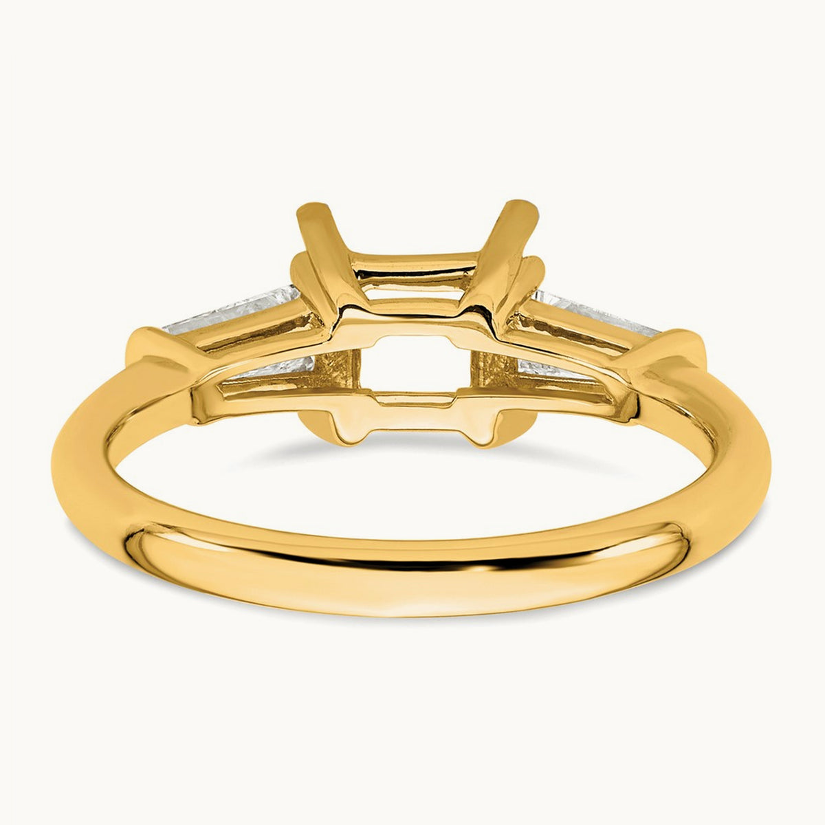 Baguette Princess Semi-Mount Engagement Ring — 14K Yellow Gold, 1/2 ct, 7