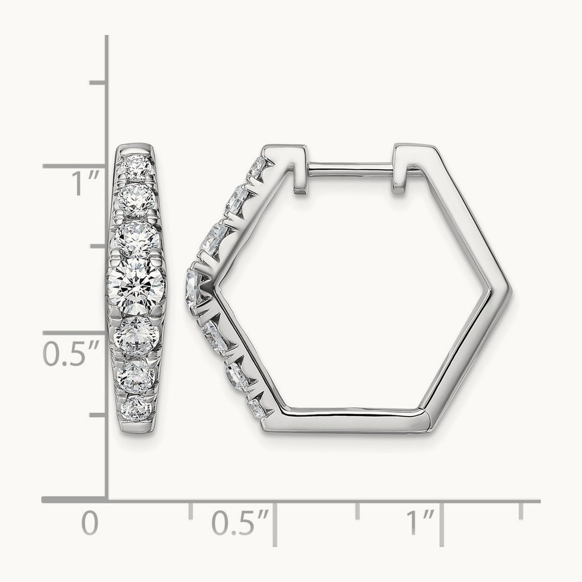 Fashion Hoop Earrings, 0.50-1.50 ct tw Lab-Grown Diamond — 1 1/2 ct, 14K White Gold