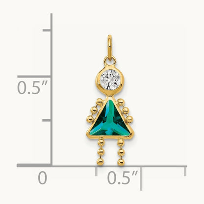 December Girl Birthstone Charm, 14K