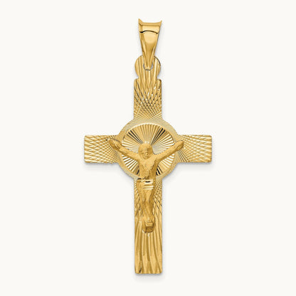 Polished Satin and D/C Crucifix Pendant, 14K