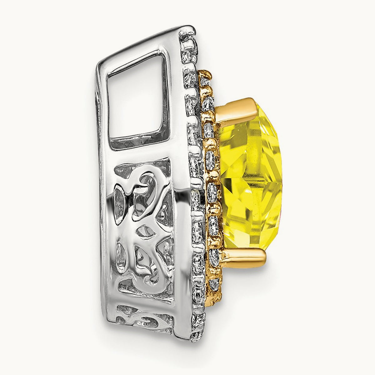 Created Yellow Sapphire Chain Slide, 0.50 ct tw Lab-Grown Diamond