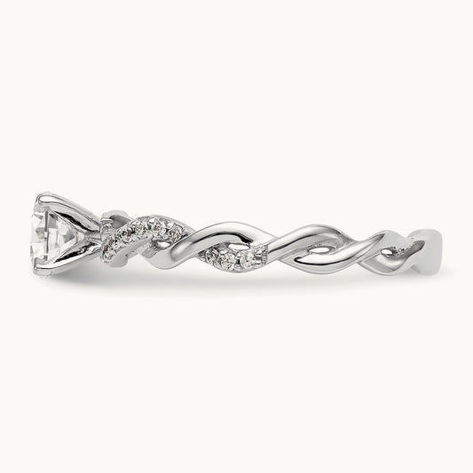 Semi-Mount Peg Set Criss Cross Engagement Ring, 0.10 ct tw Lab-Grown Diamond — 14K White Gold