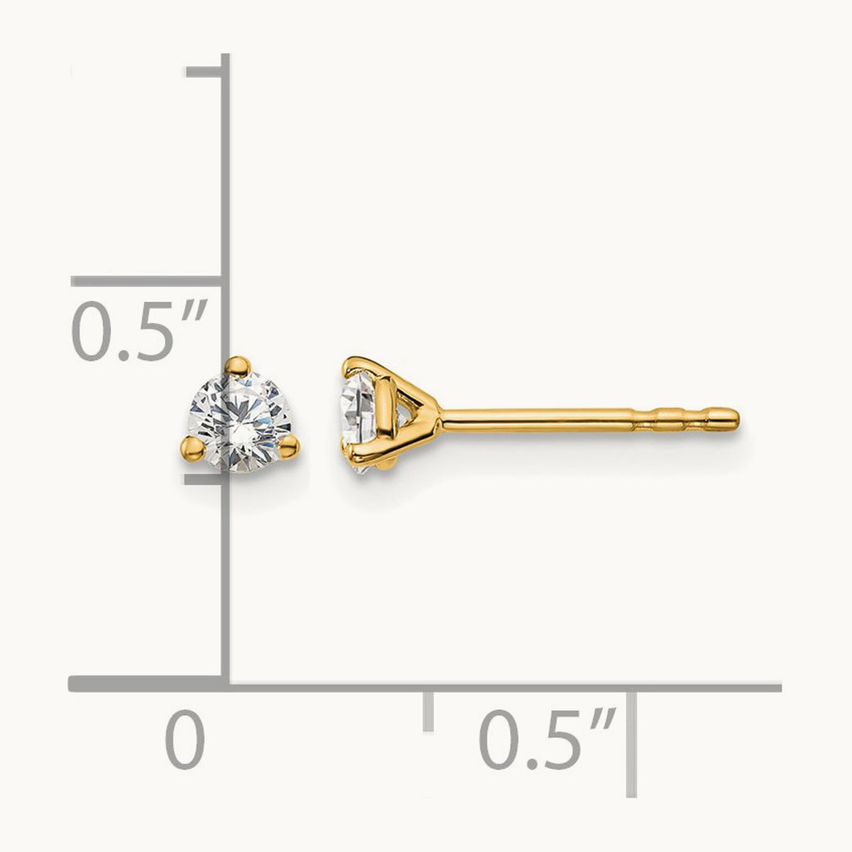 Round Stud Earrings, 0.10-6.00 ct tw Lab-Grown Diamond — 1/4 ct, 14K Yellow Gold