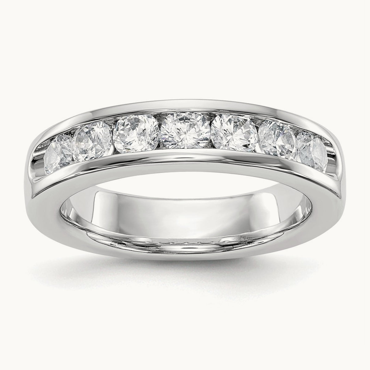 7-Stone Diamond Channel Band, 14K White Gold