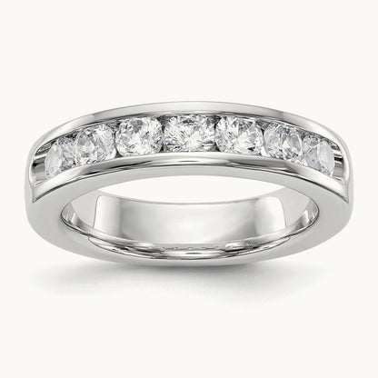 7-Stone Diamond Channel Band, 14K White Gold