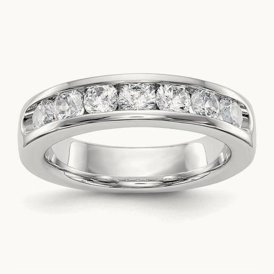 7-Stone Diamond Channel Band, 14K White Gold