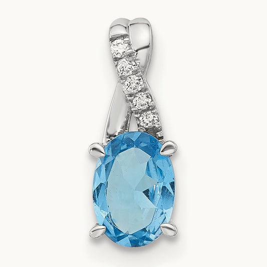 Oval Blue Topaz and Diamond Pendant — photo set