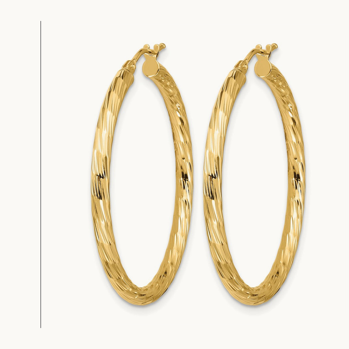 Polished Diamond-cut Hoop Earrings — 14K Yellow Gold, 34mm
