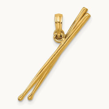 3-D Moveable Drum Sticks Charm, 14K
