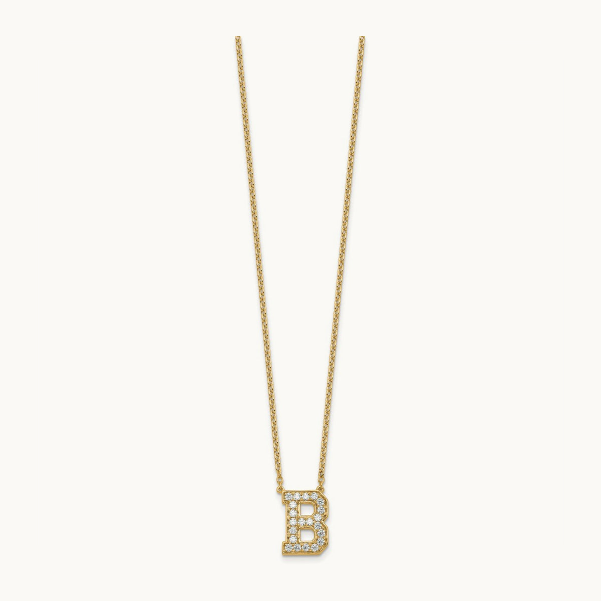 Initial Necklace — 14K Yellow Gold, B, 1/2 ct