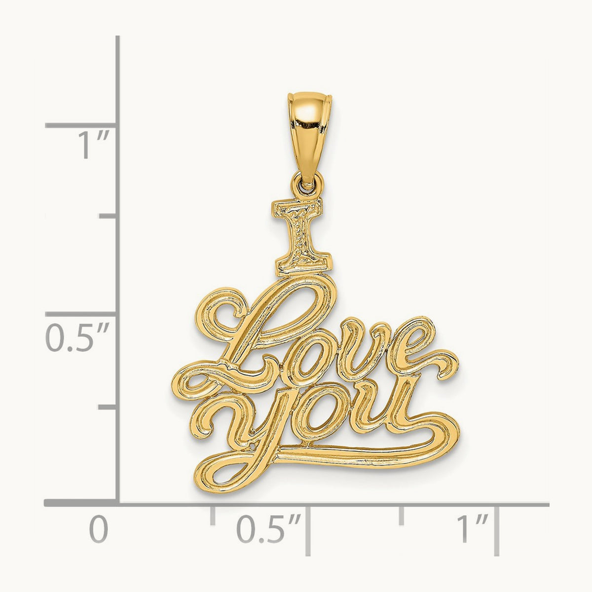 Textured I LOVE YOU Charm, 14K
