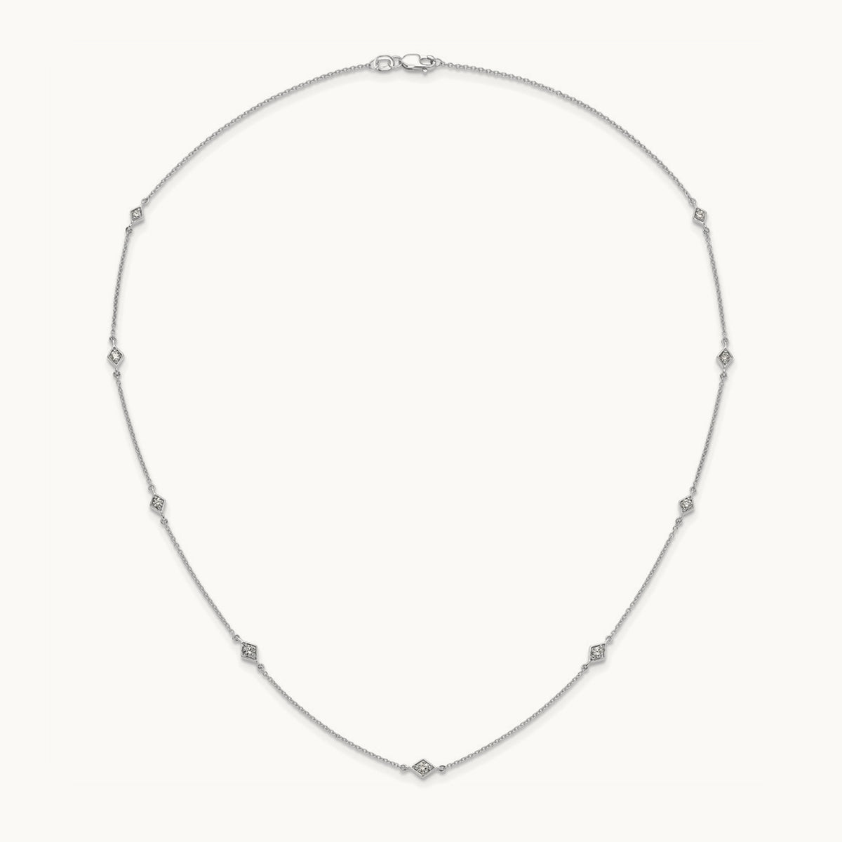 Diamond Multi Station Necklace — 14K White Gold