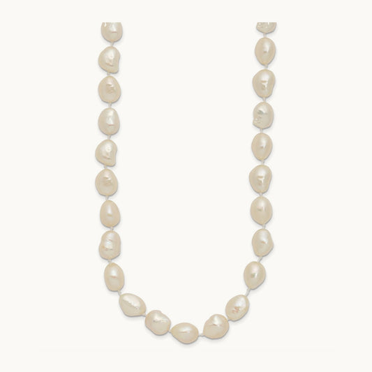 7x11 Baroque White Freshwater Cultured Pearl 18 in Necklace, 14K