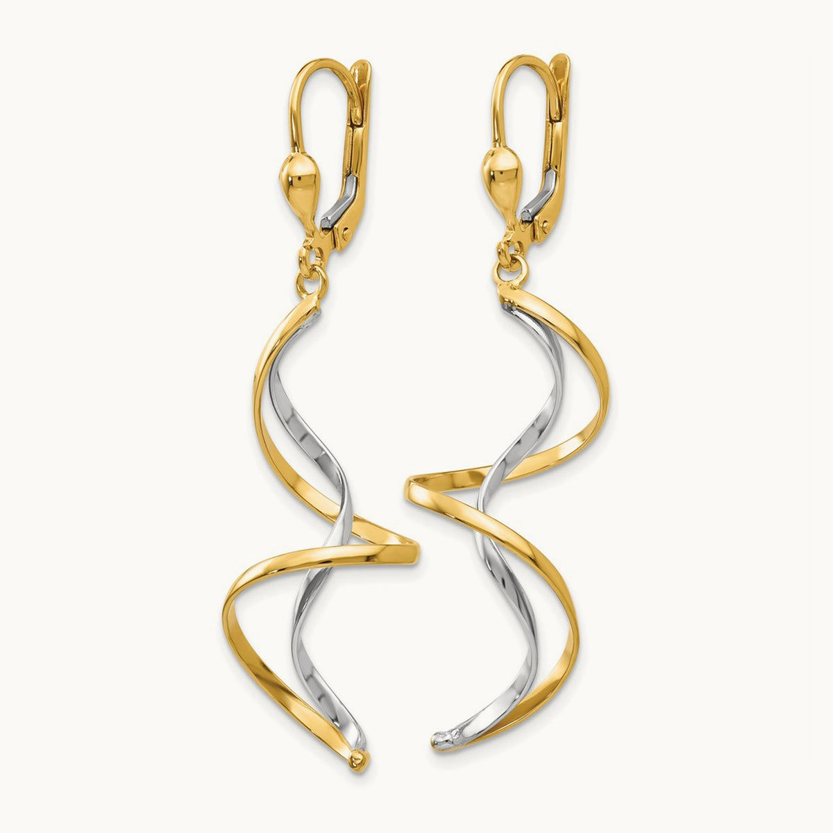 Spiral Dangle Earrings, 14K Two-tone