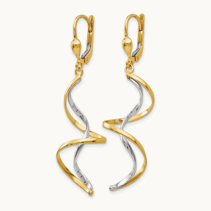 Spiral Dangle Earrings, 14K Two-tone