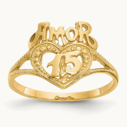 15 Amor Heart Ring, 14K