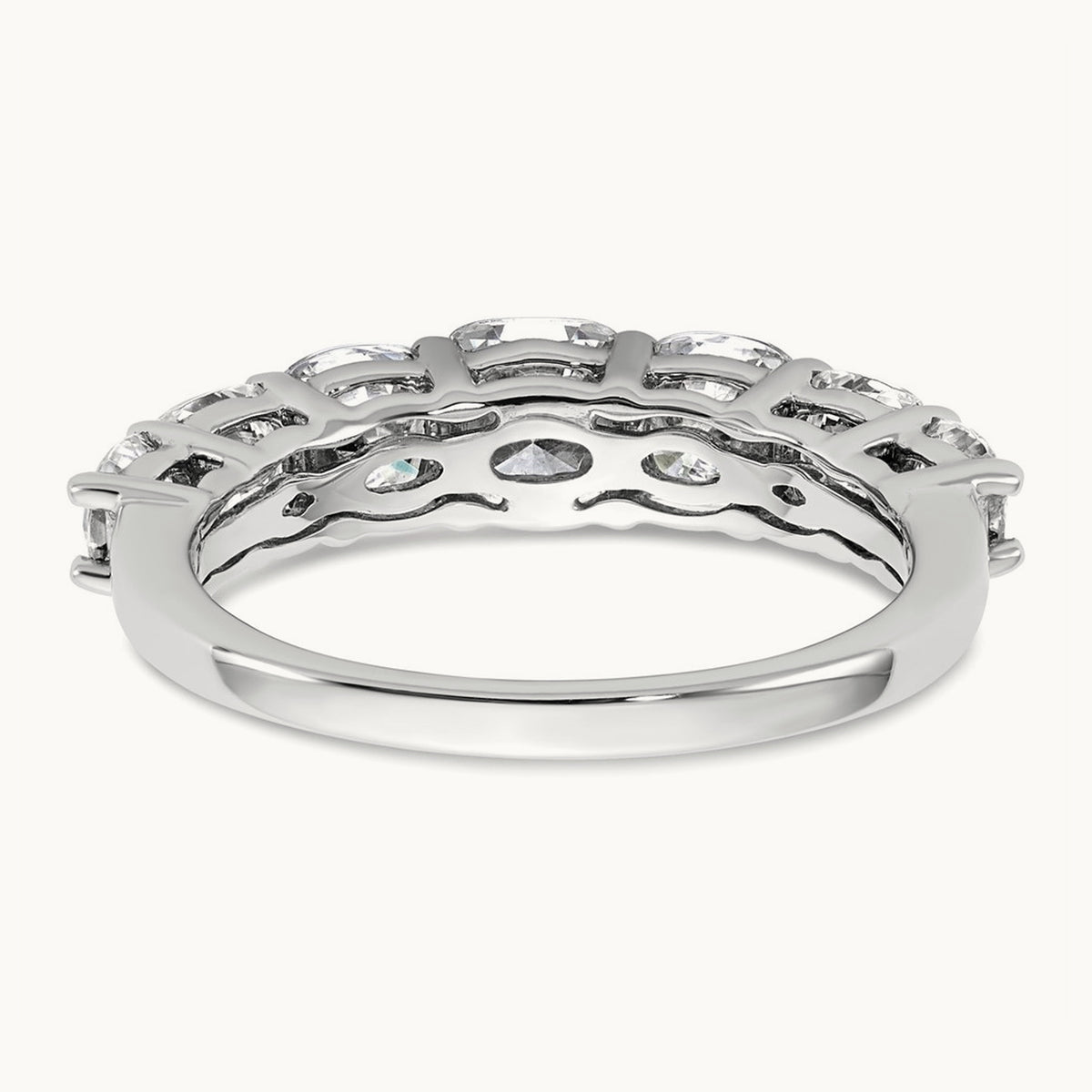 Cushion 7 Stone Band, 1.50-3.25 ct tw Lab-Grown Diamond — 2 3/8 ct, 14K White Gold