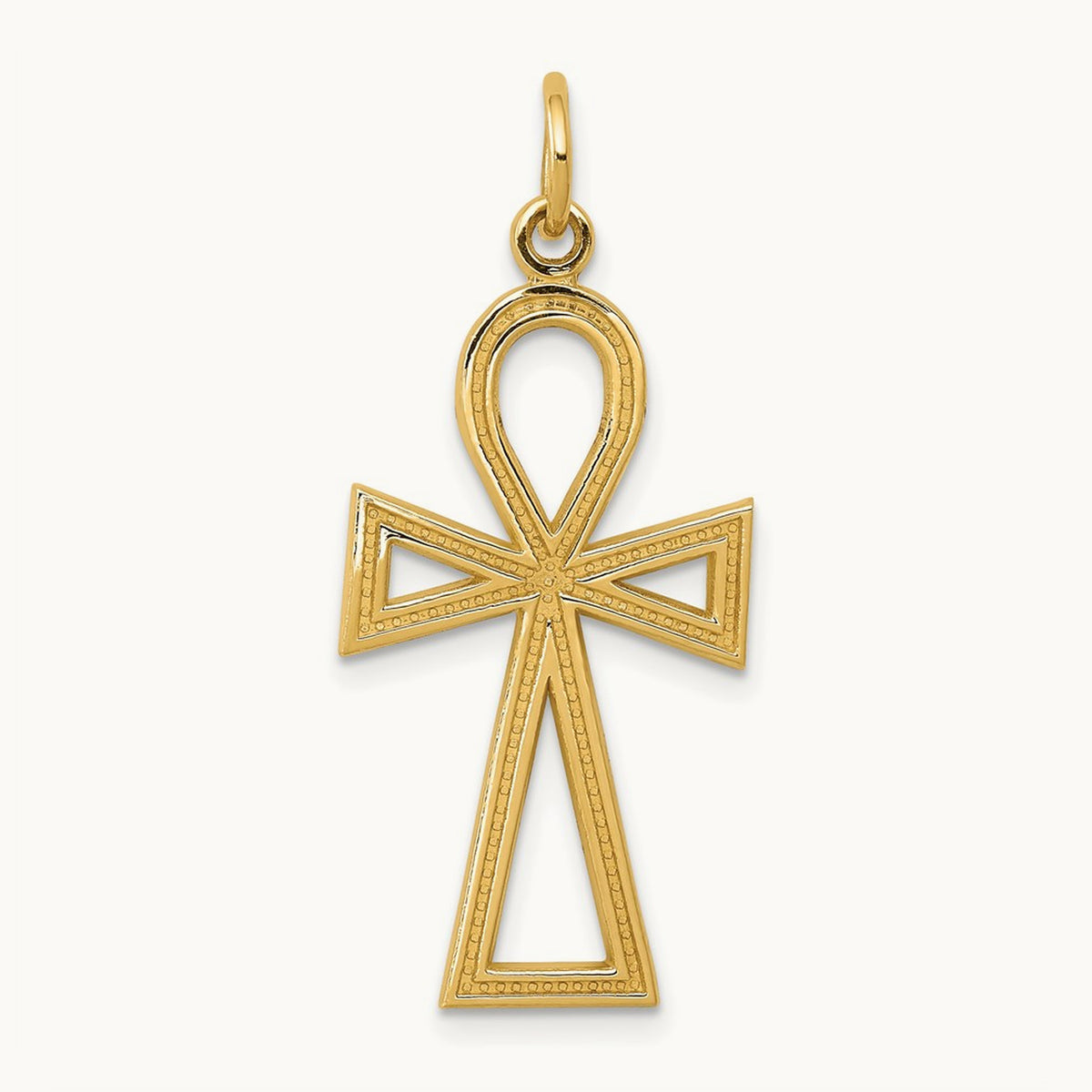Ankh Cross Charm — 14K Yellow Gold, 37mm