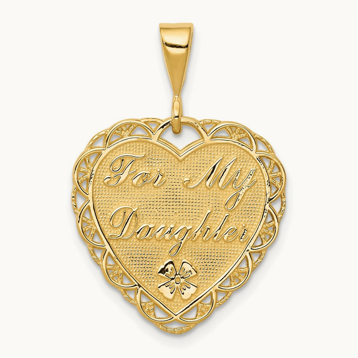 Reversible FOR MY DAUGHTER Heart Charm, 14K
